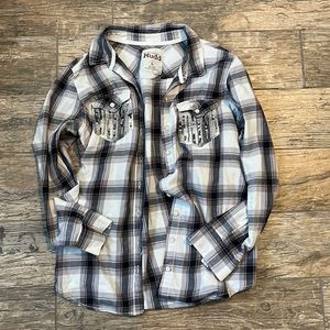 Grey and white flannel with sequins